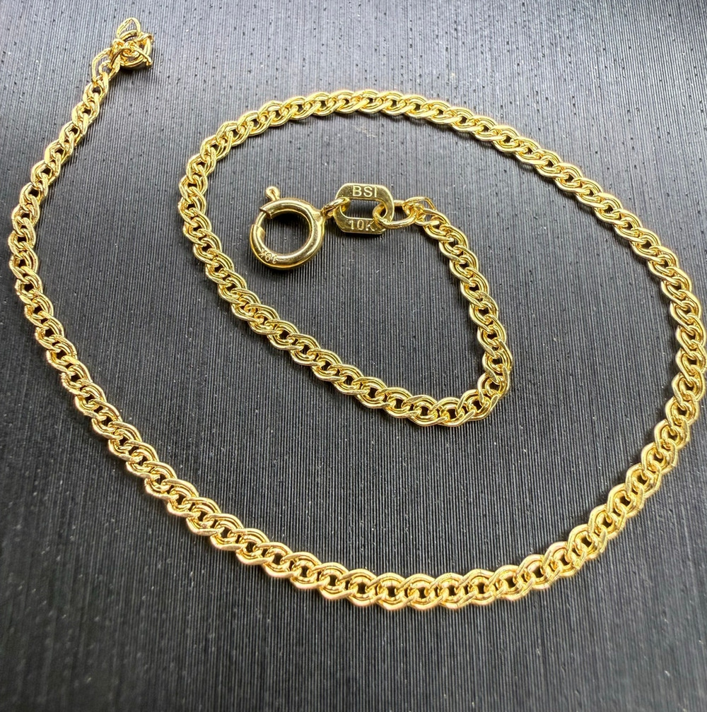 Solid 10k Italian Yellow Gold Double Cuban Bracelet 7” Long 2mm Wide Rare Link